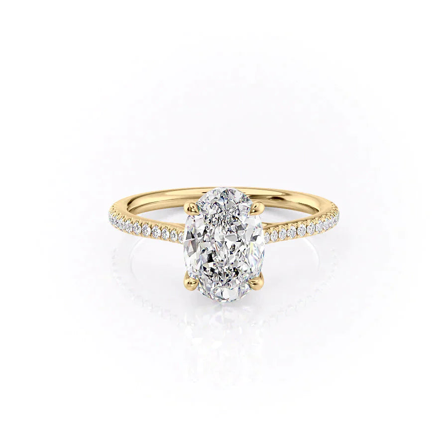 The Pave Lexie Set With A 2.5 Carat Oval Moissanite