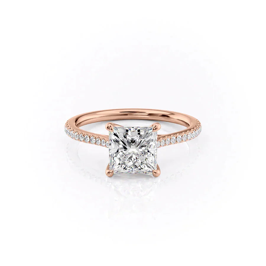 The Pave Lexie Set With A 2 Carat Princess Lab Diamond