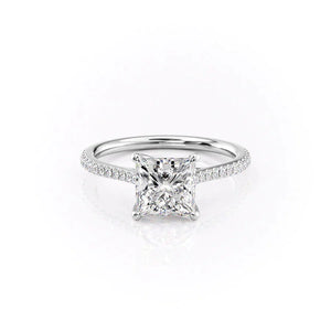 The Pave Lexie Set With A 3.5 Carat Princess Moissanite
