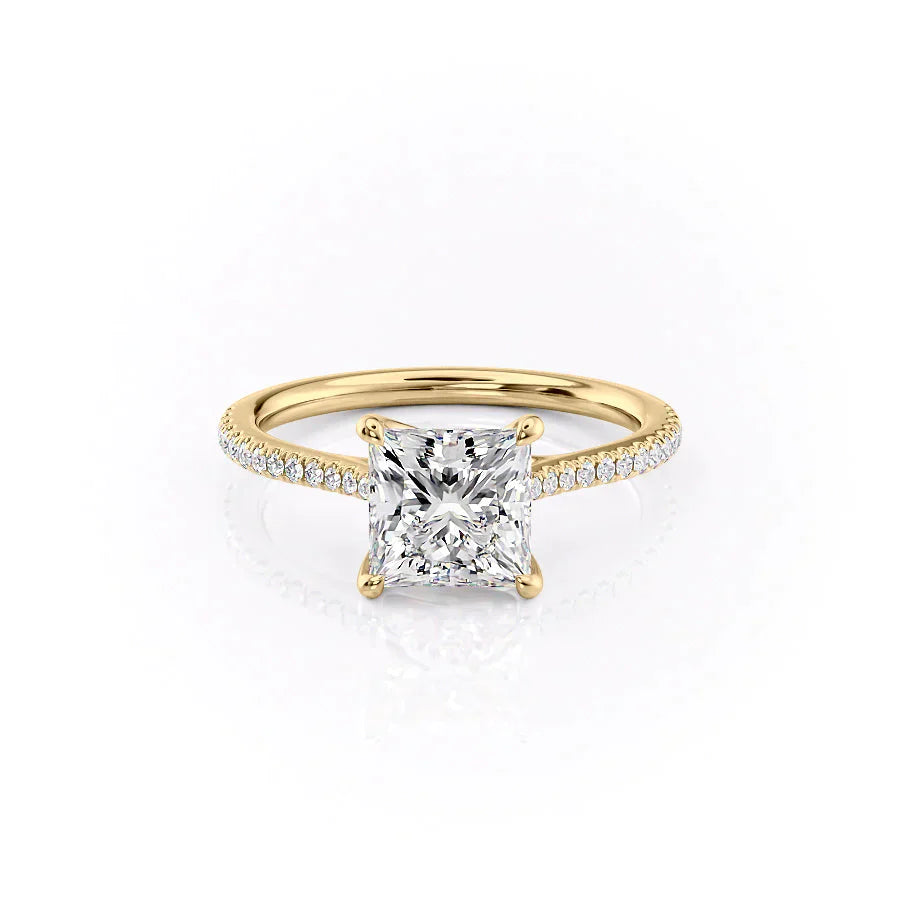 The Pave Lexie Set With A 2 Carat Princess Lab Diamond