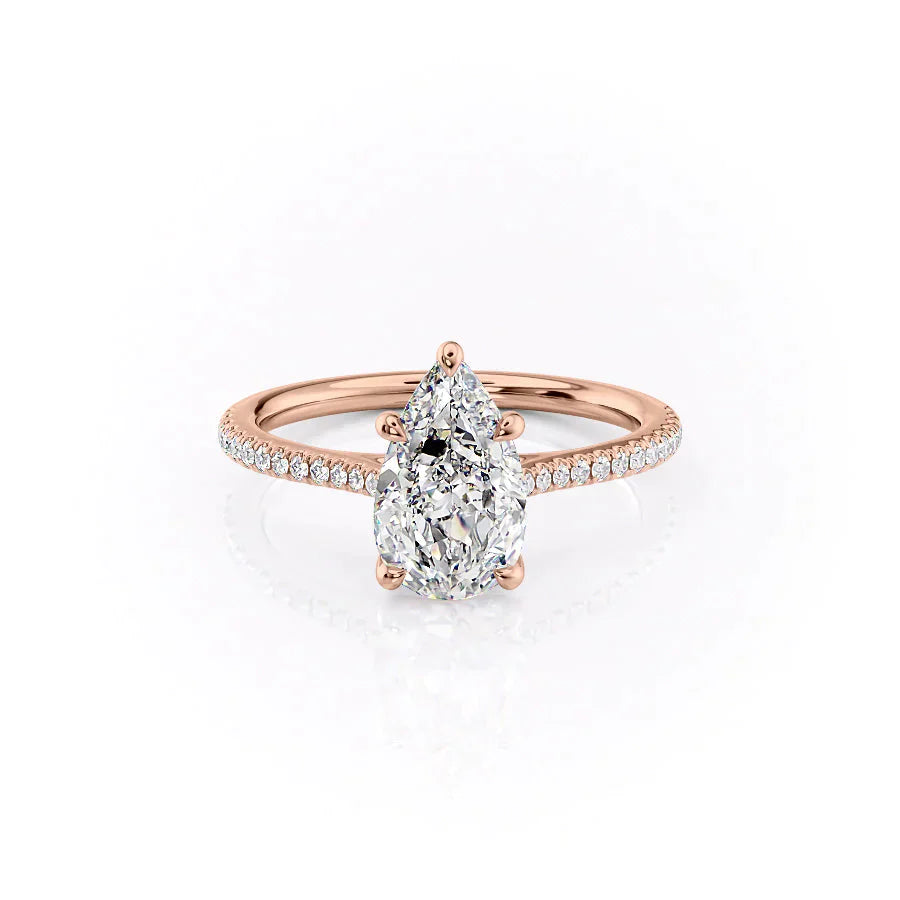 The Pave Lexie Set With A 2 Carat Pear Lab Diamond