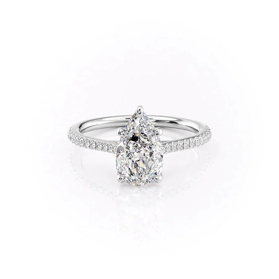 The Pave Lexie Set With A 3 Carat Pear Lab Diamond