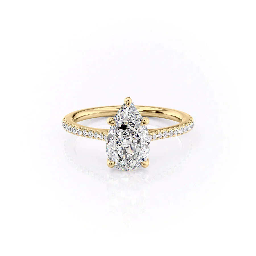 The Pave Lexie Set With A 3 Carat Pear Lab Diamond