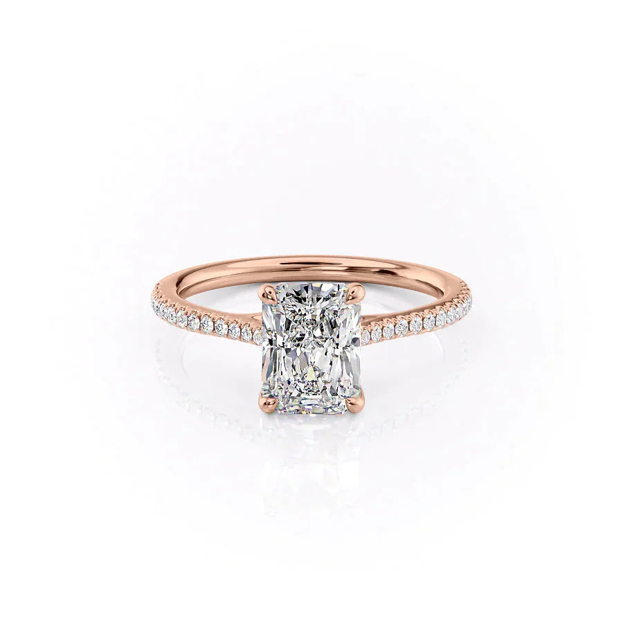 The Pave Lexie Set With A 2.5 Carat Radiant Moissanite