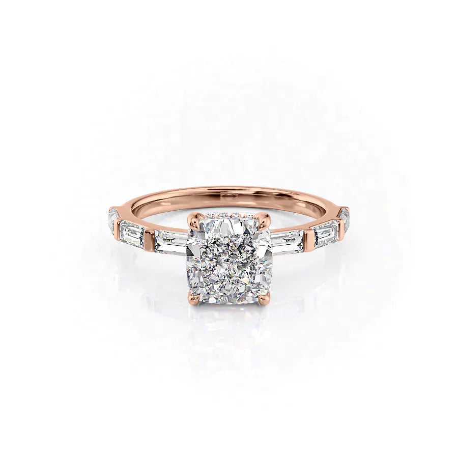 The Hailey Set With A 3.5 Carat Cushion Moissanite