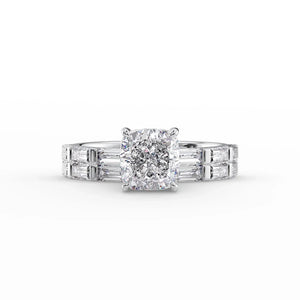 The Hailey Set With A 4.5 Carat Cushion Moissanite