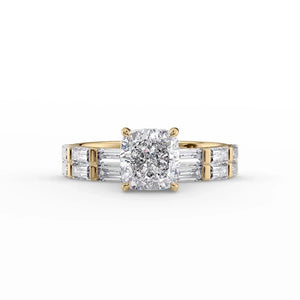 The Hailey Set With A 4.5 Carat Cushion Moissanite