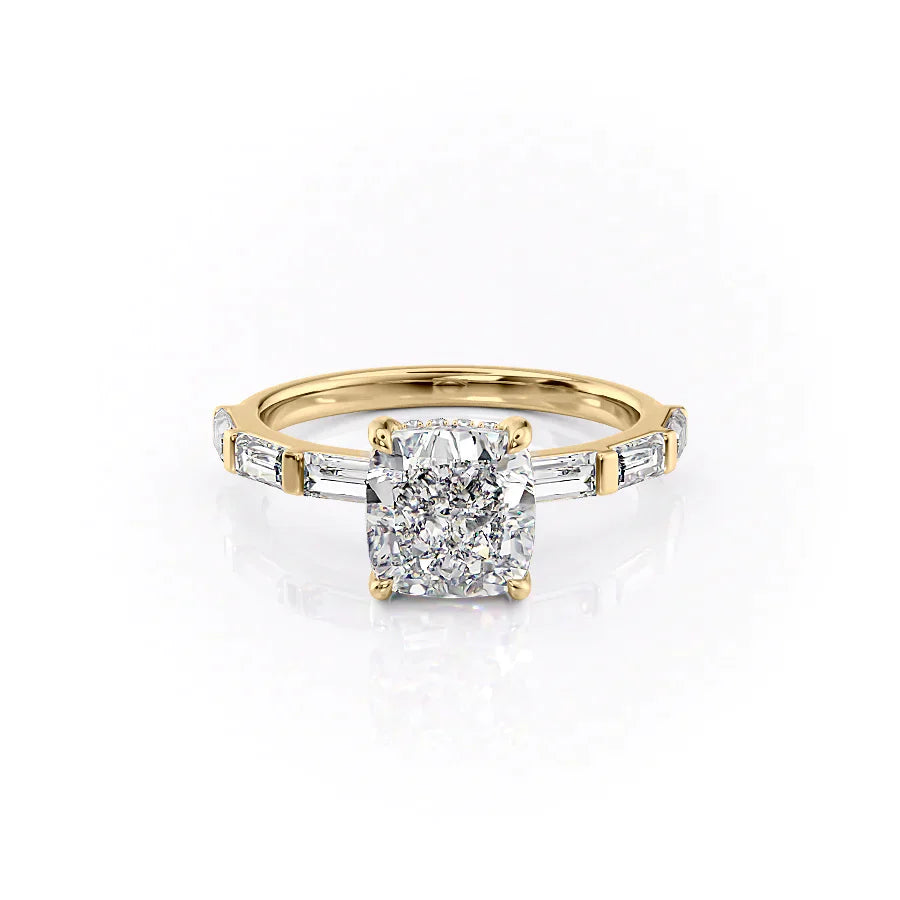 The Hailey Set With A 2 Carat Cushion Moissanite