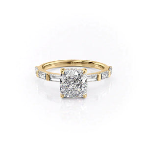 The Hailey Set With A 3.5 Carat Cushion Moissanite