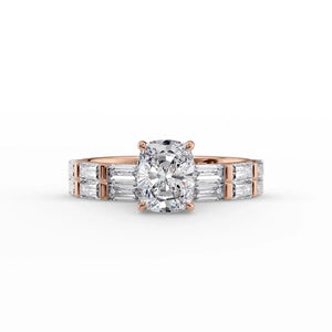 The Hailey Set With A 2 Carat Elongated Cushion Moissanite