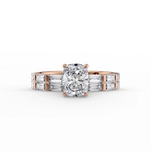 The Hailey Set With A 2 Carat Elongated Cushion Moissanite