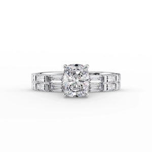 The Hailey Set With A 3 Carat Elongated Cushion Moissanite