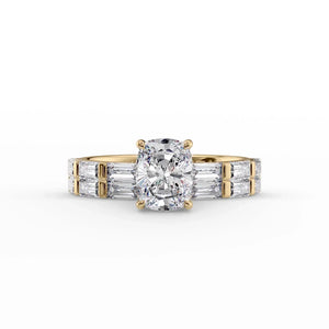 The Hailey Set With A 3 Carat Elongated Cushion Lab Diamond