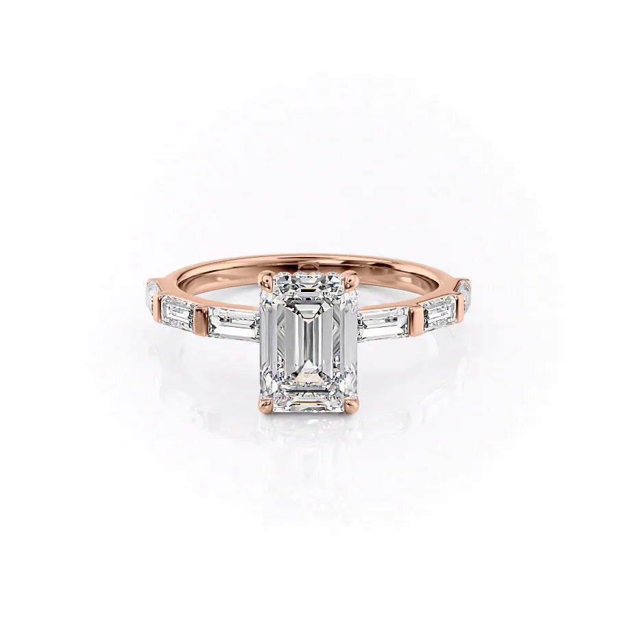 The Hailey Set With A 2 Carat Emerald Lab Diamond