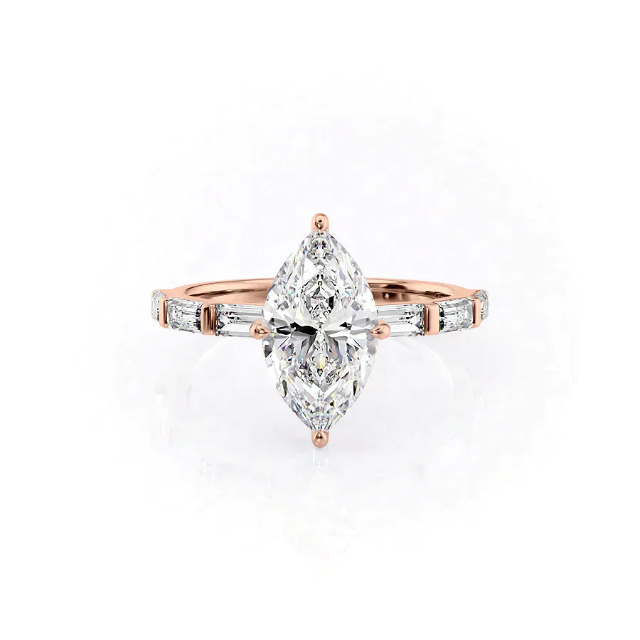 The Hailey Set With A 1.5 Carat Marquise Lab Diamond