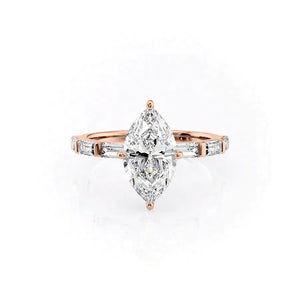 The Hailey Set With A 4.5 Carat Marquise Moissanite