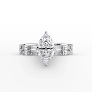 The Hailey Set With A 3 Carat Marquise Lab Diamond