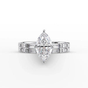 The Hailey Set With A 3 Carat Marquise Lab Diamond