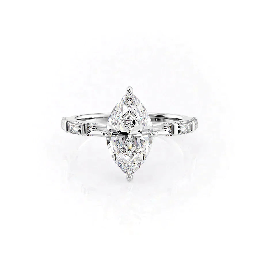 The Hailey Set With A 3 Carat Marquise Lab Diamond