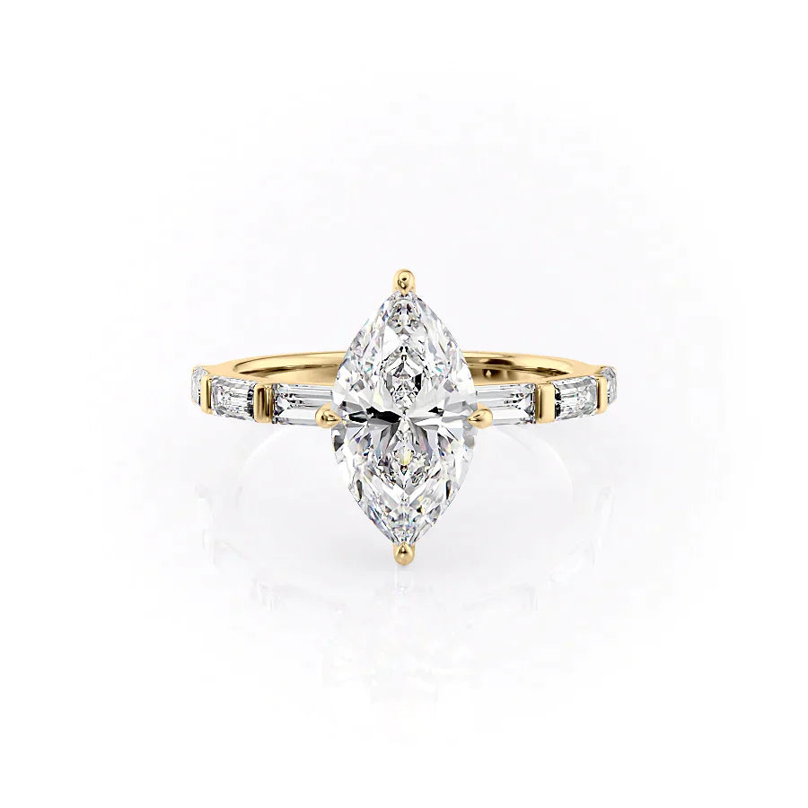 The Hailey Set With A 1 Carat Marquise Lab Diamond