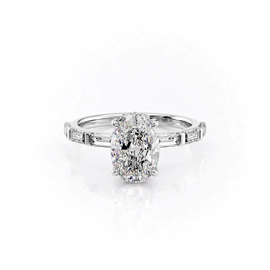 The Hailey Set With A 2.5 Carat Oval Moissanite
