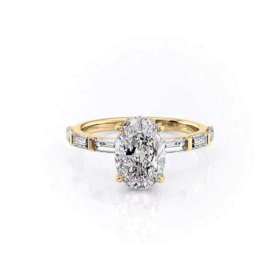 The Hailey Set With A 1.5 Carat Oval Moissanite