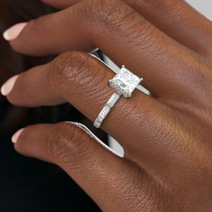 The Hailey Set With A 2.5 Carat Princess Lab Diamond