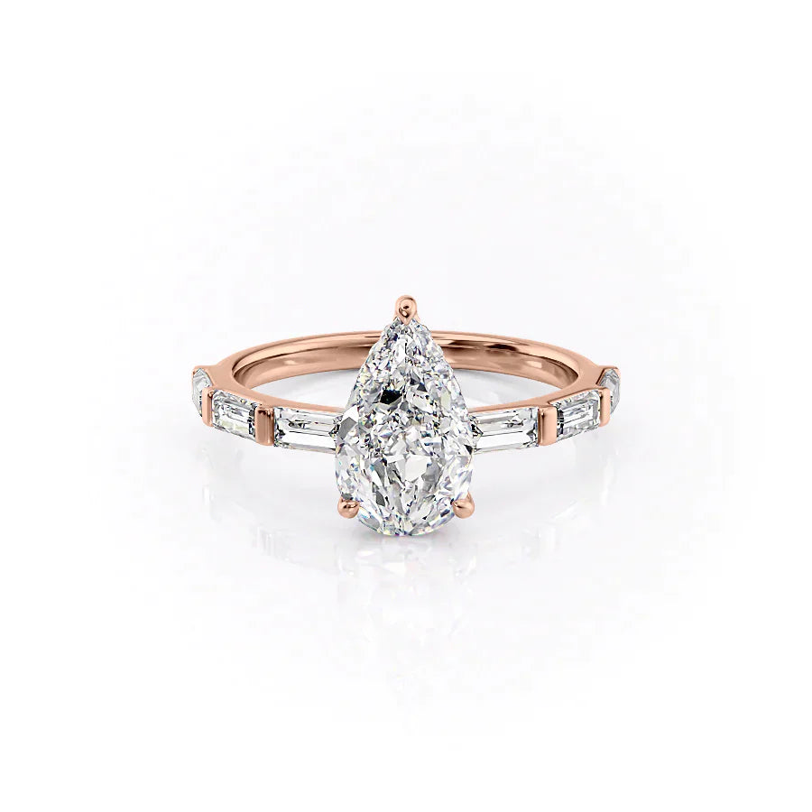The Hailey Set With A 2 Carat Pear Moissanite