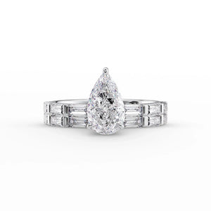 The Hailey Set With A 3 Carat Pear Moissanite