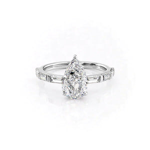 The Hailey Set With A 2.5 Carat Pear Lab Diamond