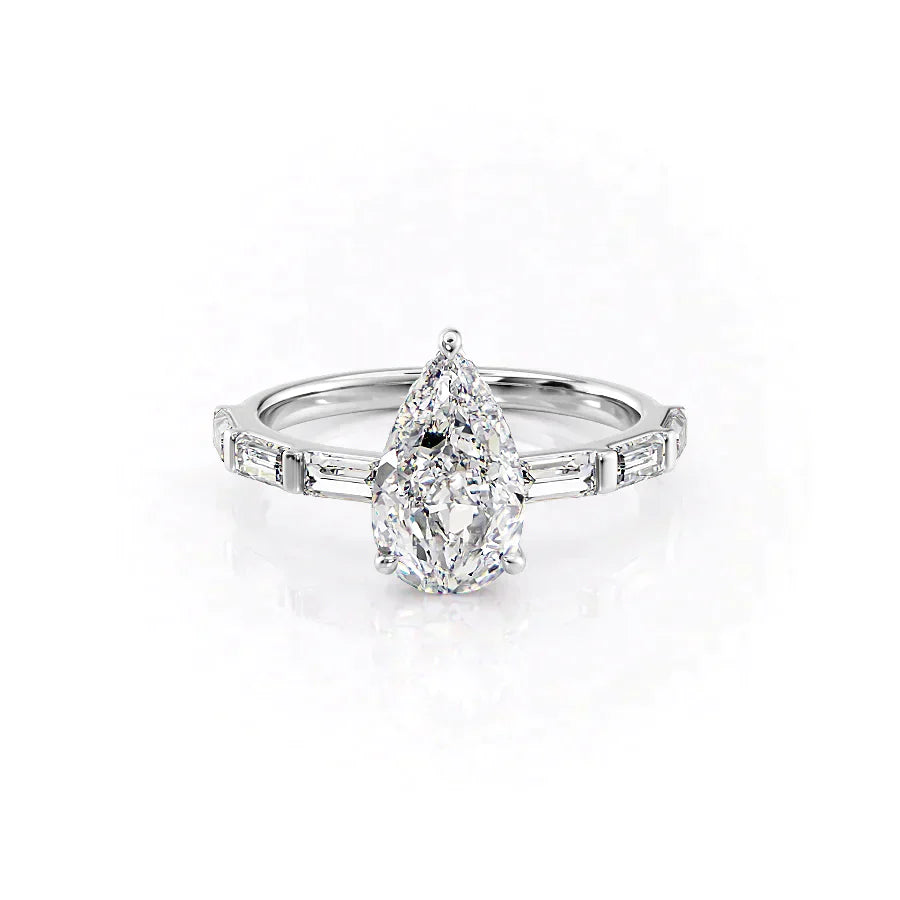 The Hailey Set With A 2.5 Carat Pear Moissanite