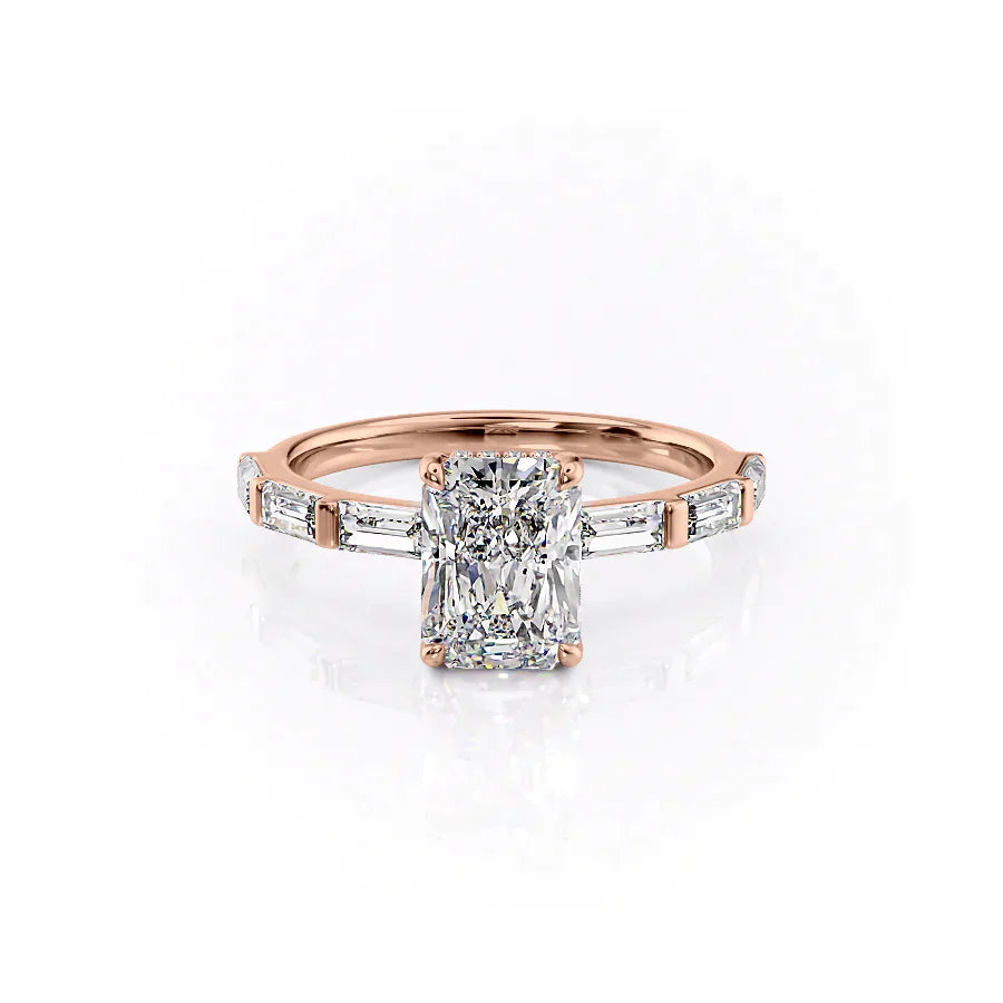 The Hailey Set With A 1.5 Carat Radiant Moissanite