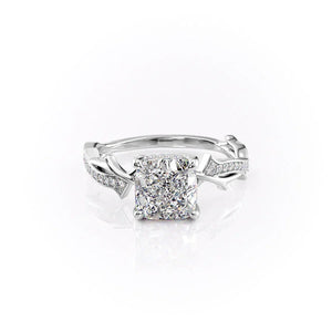 The Pave Twig Set With A Cushion Moissanite