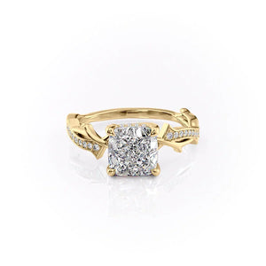 The Pave Twig Set With A Cushion Moissanite