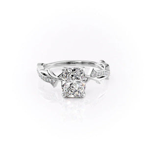 The Pave Twig Set With A 1.5 Carat Elongated Cushion Moissanite