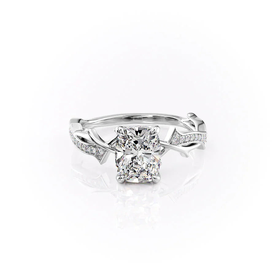 The Pave Twig Set With A 1 Carat Elongated Cushion Lab Diamond