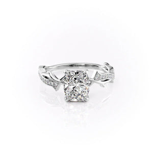 The Pave Twig Set With A Elongated Cushion Moissanite