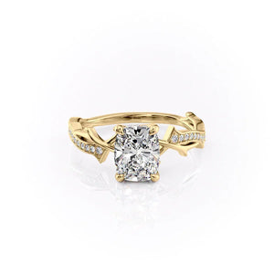 The Pave Twig Set With A Elongated Cushion Moissanite