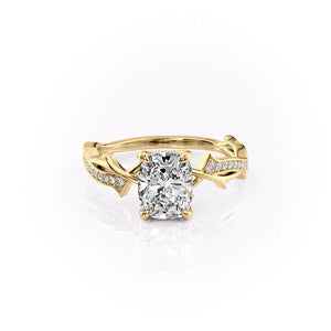 The Pave Twig Set With A 1.5 Carat Elongated Cushion Moissanite