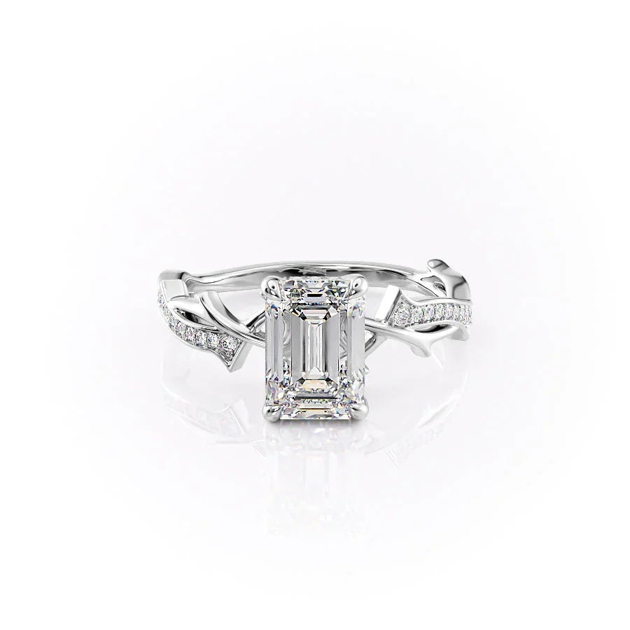 The Pave Twig Set With A Emerald Moissanite