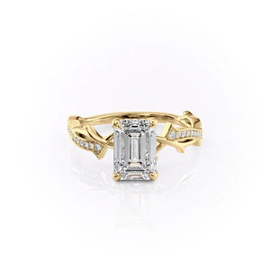 The Pave Twig Set With A Emerald Moissanite