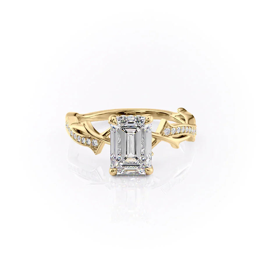 The Pave Twig Set With A 3.5 Carat Emerald Moissanite