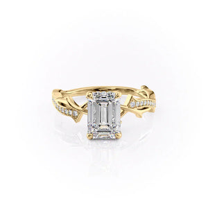 The Pave Twig Set With A 2.5 Carat Emerald Moissanite