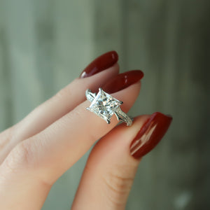 The Pave Twig Set With A 2 Carat Princess Lab Diamond