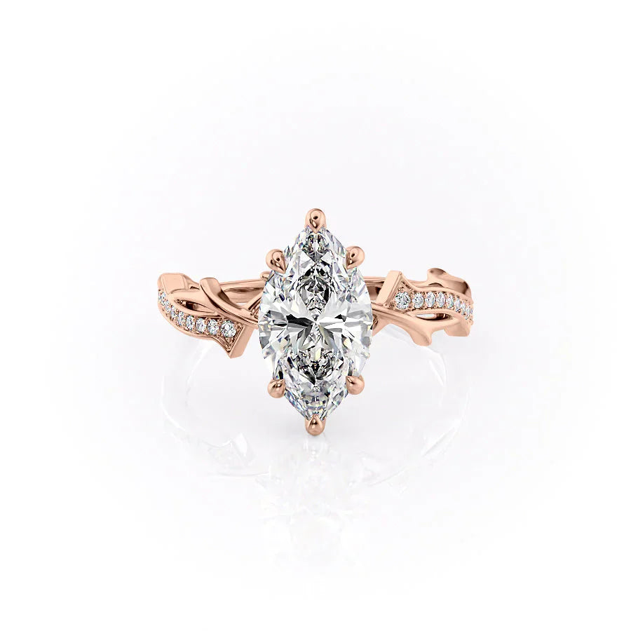 The Pave Twig Set With A 1.5 Carat Marquise Lab Diamond
