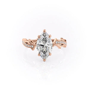 The Pave Twig Set With A 3.5 Carat Marquise Moissanite