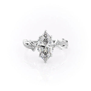 The Pave Twig Set With A 2.5 Carat Marquise Lab Diamond