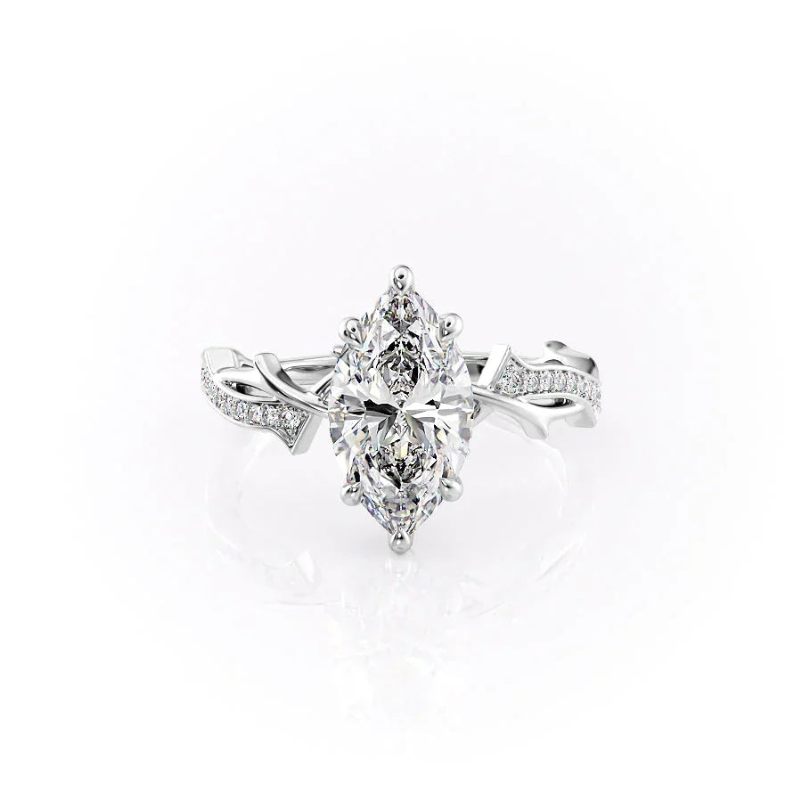 The Pave Twig Set With A Marquise Moissanite