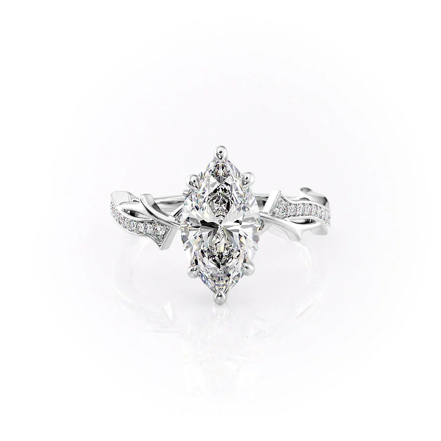 The Pave Twig Set With A 1 Carat Marquise Lab Diamond