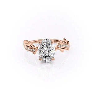 The Pave Twig Set With A Oval Moissanite